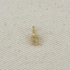 Gold Micro CZ Initial Letter Charm
