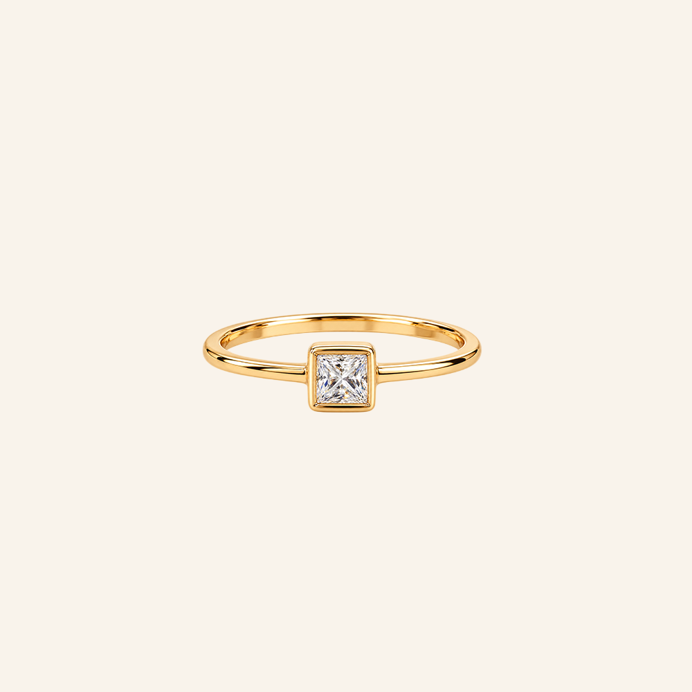 Cushion Square Solitaire Ring
