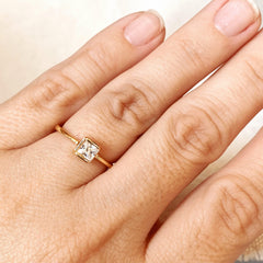 Dainty Gold Square Solitaire Ring