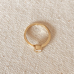 Dainty Gold Square Solitaire Ring