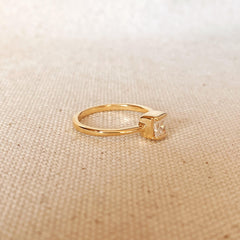 Dainty Gold Square Solitaire Ring