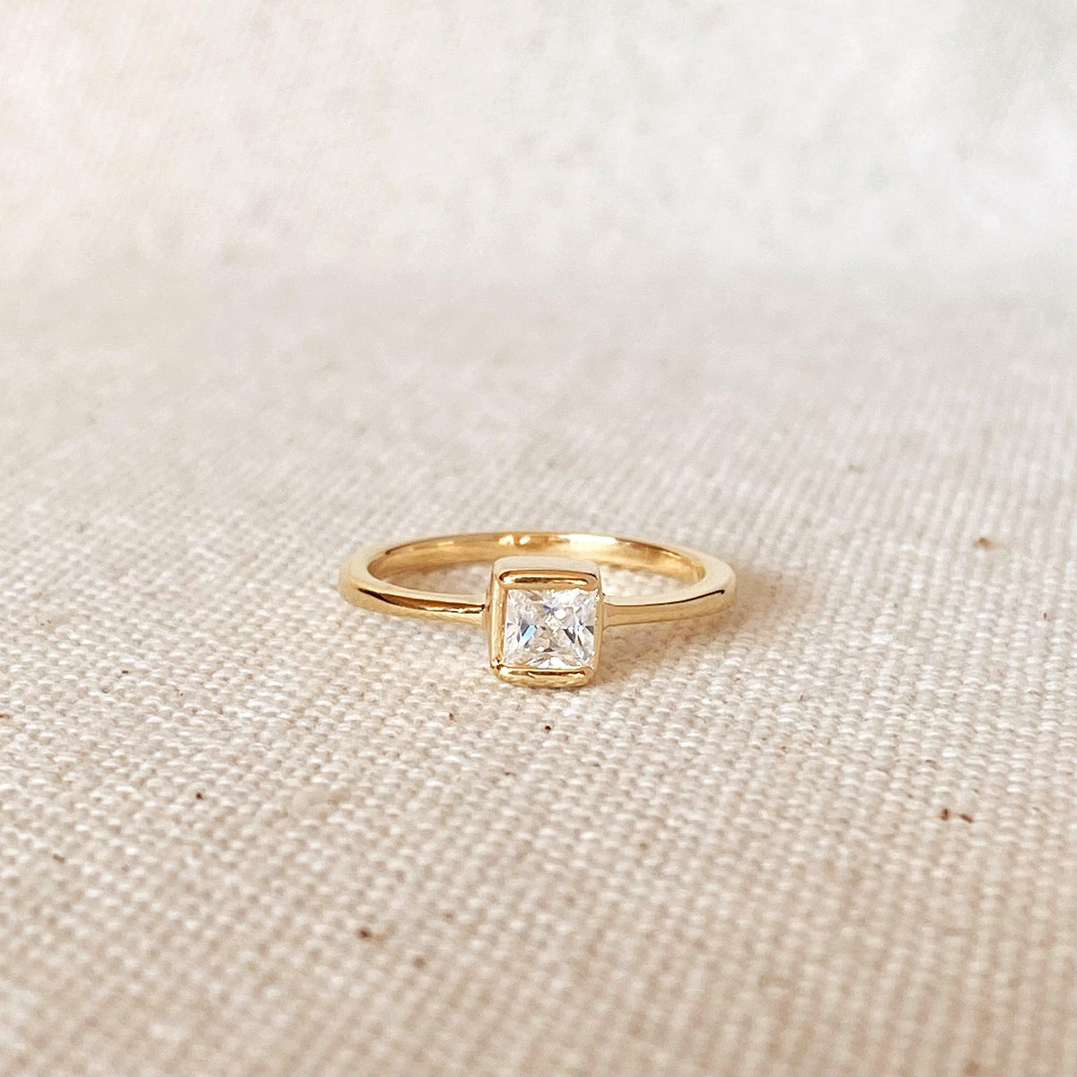 Dainty Gold Square Solitaire Ring