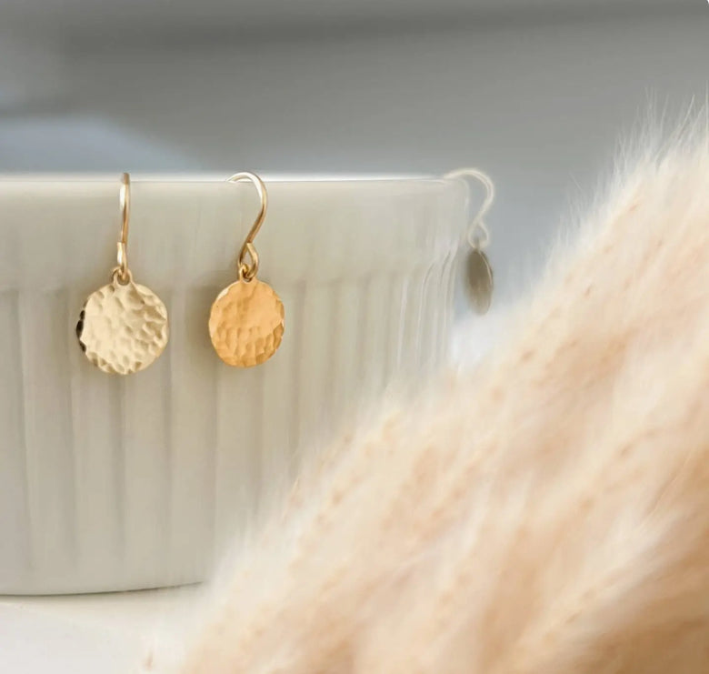 Hammered Drop Gold Filled Circle Earrings in Georgia