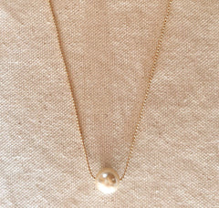 18k Gold Filled Solitaire Pearl Necklace