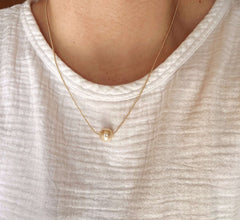 18k Gold Filled Solitaire Pearl Necklace
