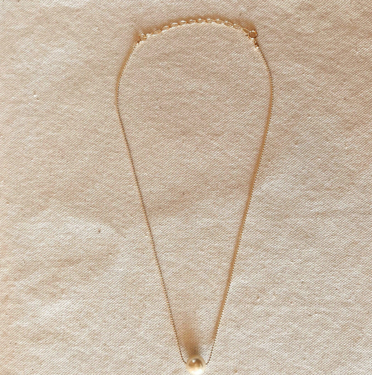 18k Gold Filled Solitaire Pearl Necklace