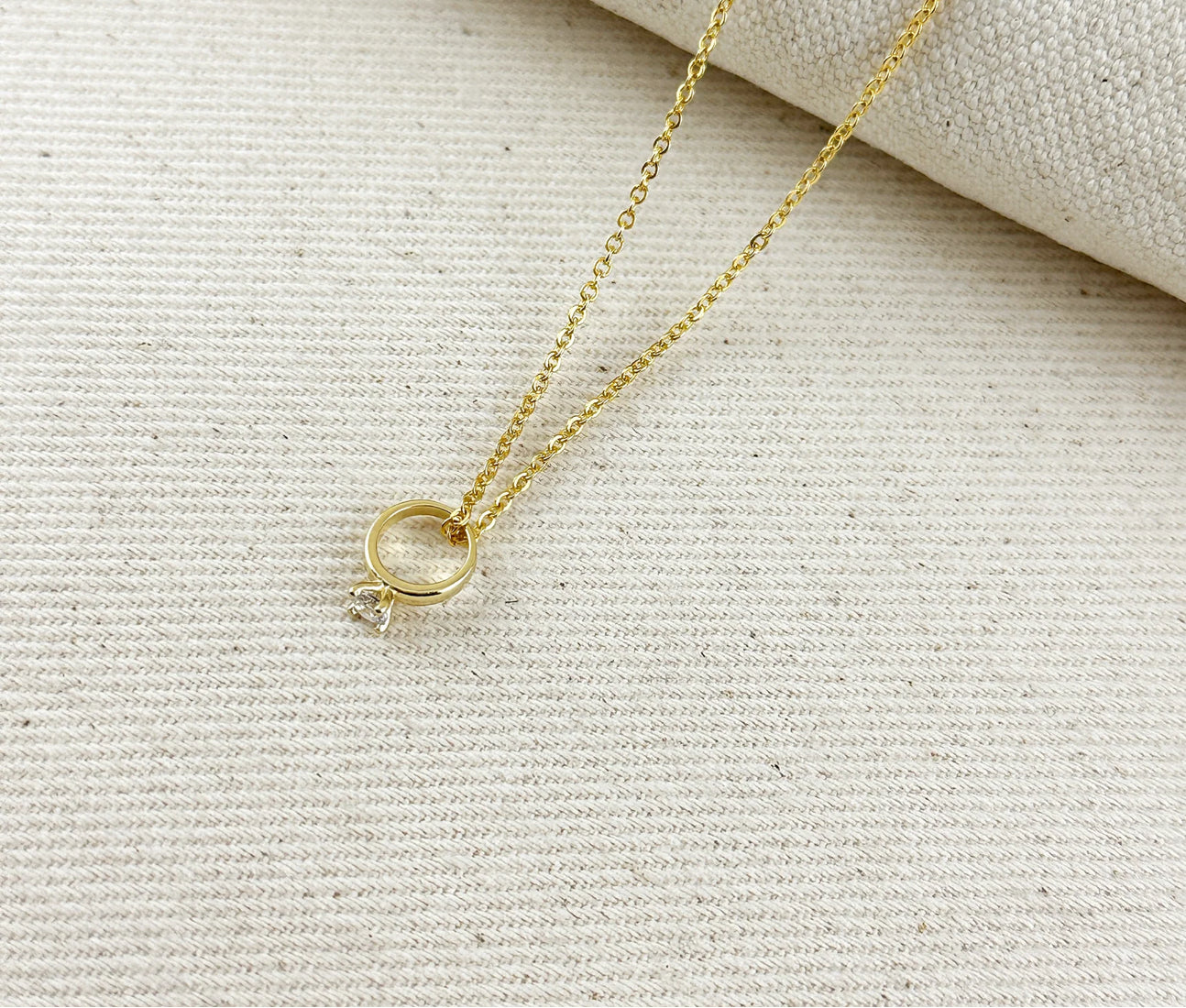 18k Gold Filled Mini Diamond Ring Charm