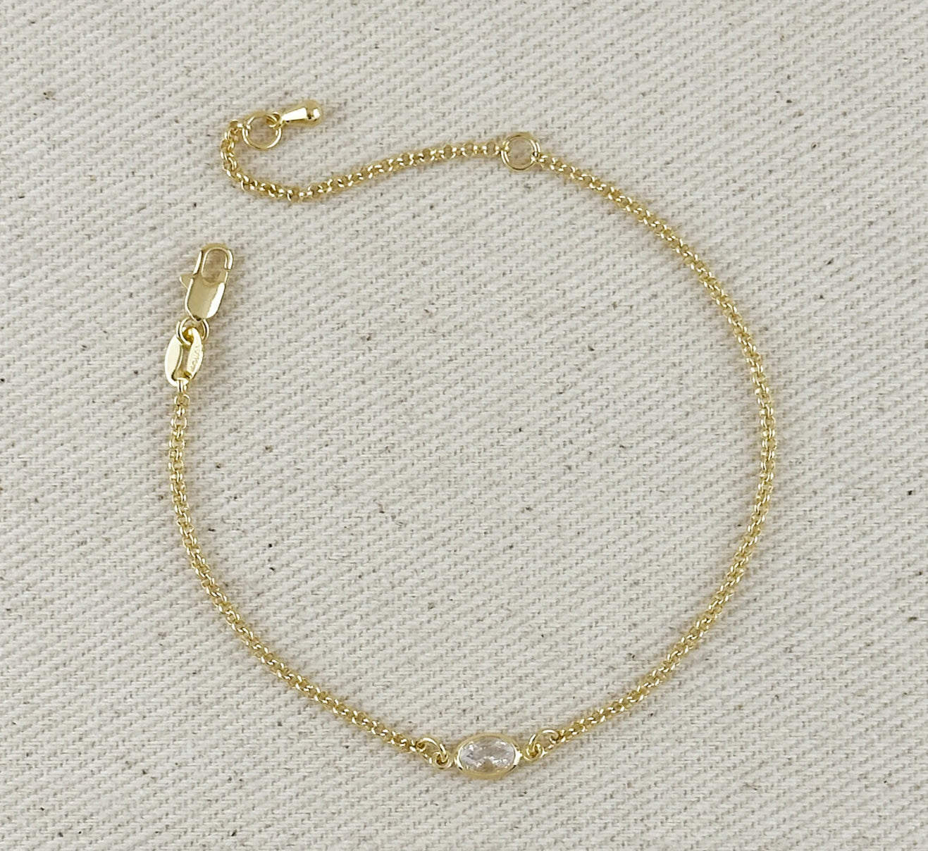 18k Gold Filled CZ Solitaire Bracelet