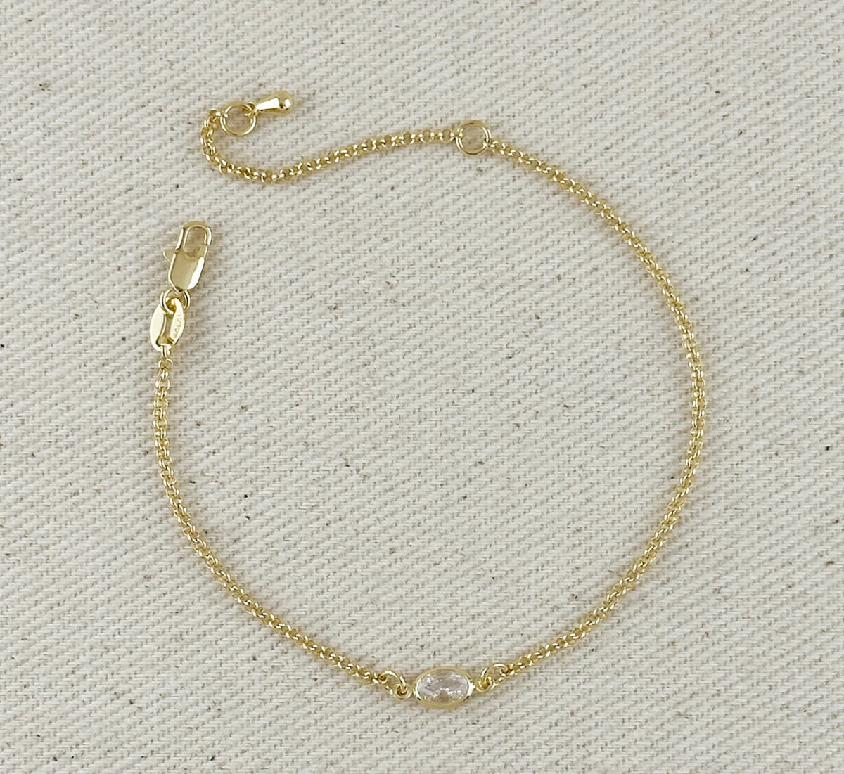 18k Gold Filled CZ Solitaire Bracelet