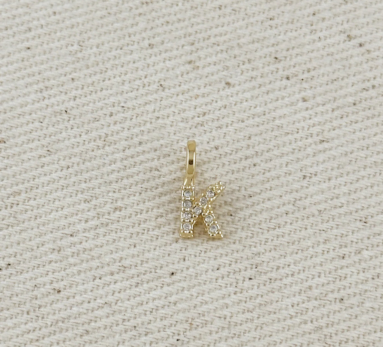 Gold Micro CZ Initial Letter Charm