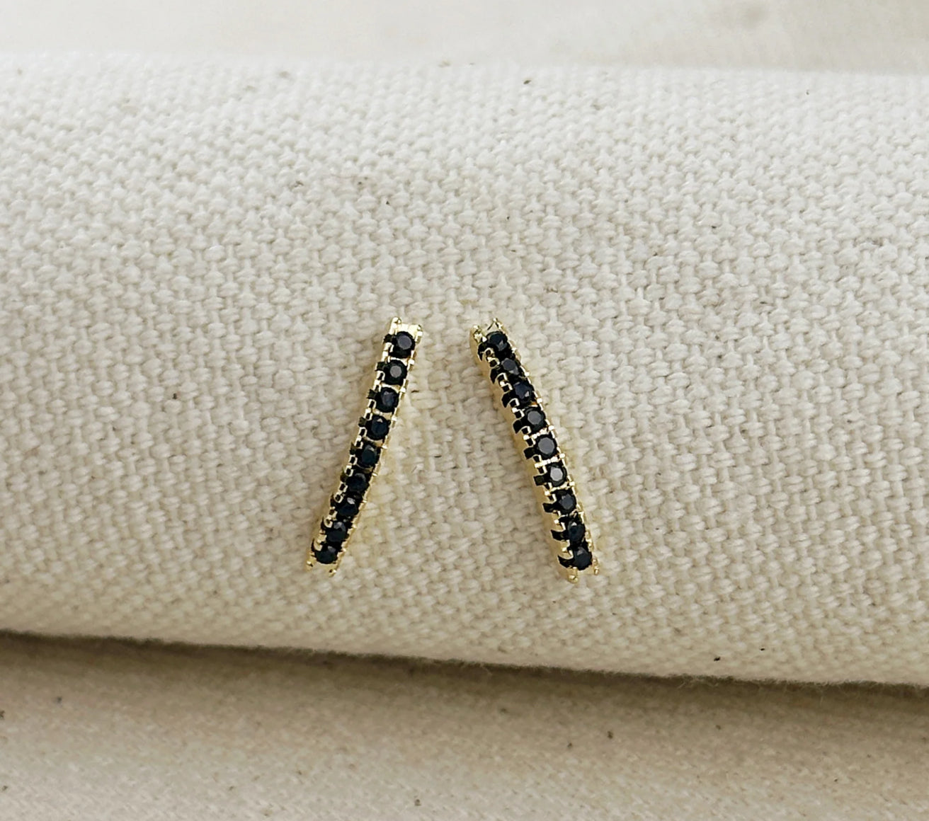 18k Gold Filled CZ Thin Line Stud