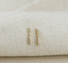 18k Gold Filled CZ Thin Line Stud