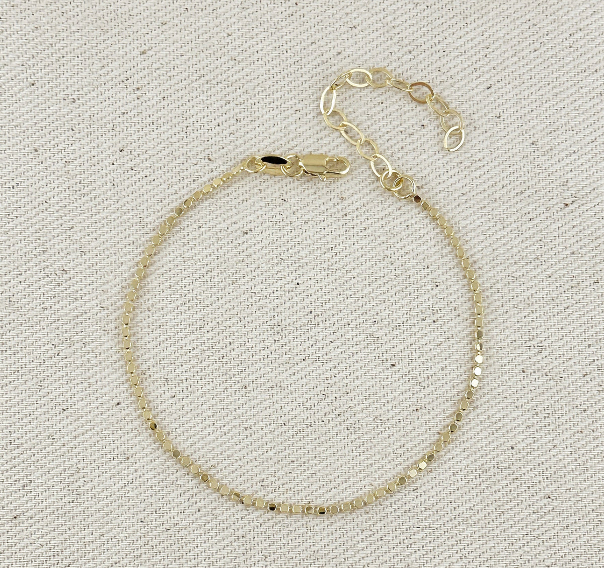 18k Gold Filled 1.5mm Flat Dot Ball Bracelet