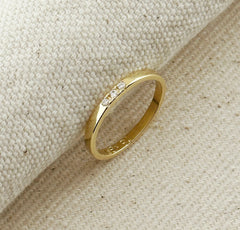 18k Gold Filled Delicate CZ Band Ring