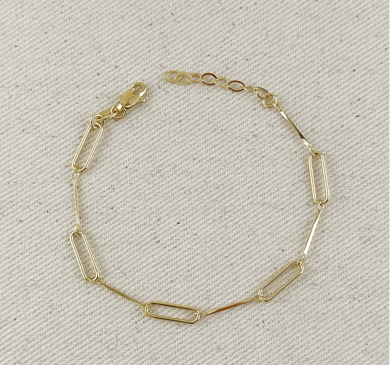 18k Gold Filled Paperclip & Straw Bracelet