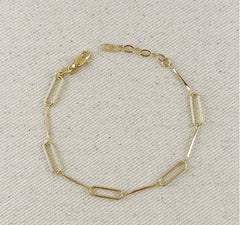 18k Gold Filled Paperclip & Straw Bracelet