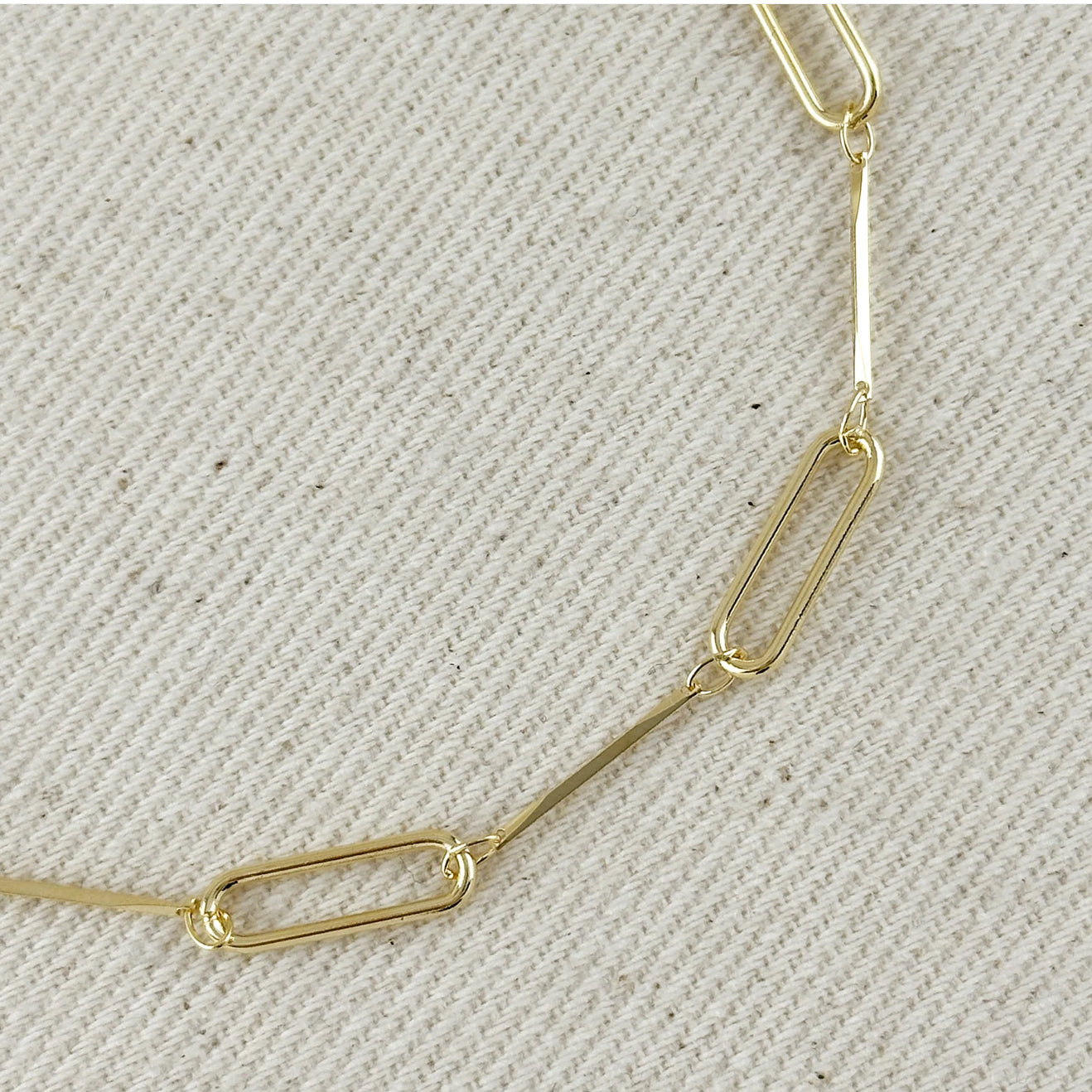 18k Gold Filled Paperclip & Straw Bracelet