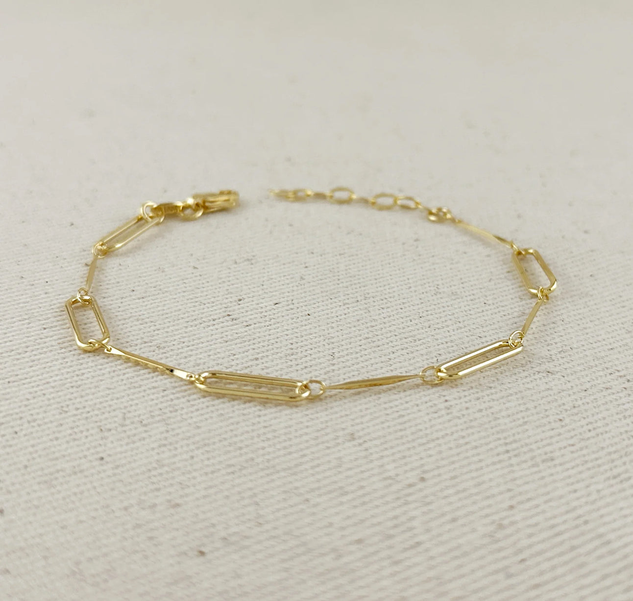 18k Gold Filled Paperclip & Straw Bracelet