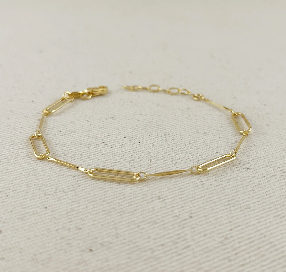 18k Gold Filled Paperclip & Straw Bracelet