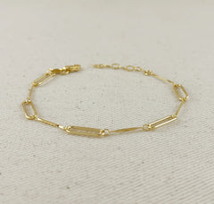 18k Gold Filled Paperclip & Straw Bracelet