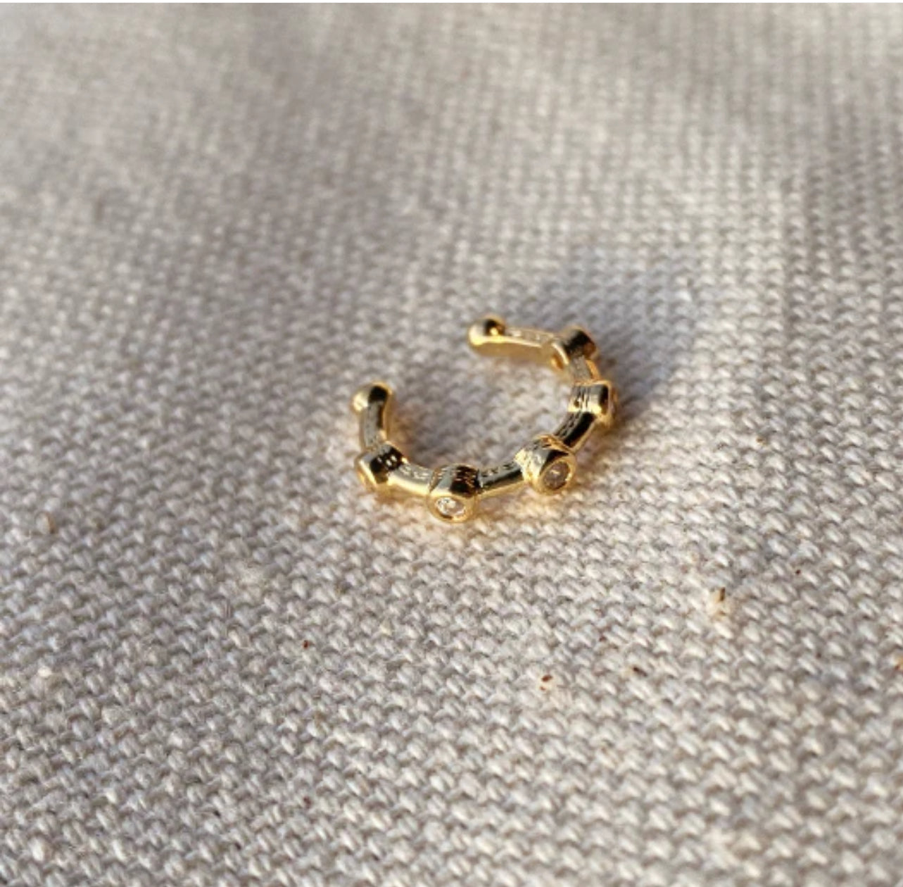 18k Gold Filled Ear Cuff With Bezel Cubic Zirconia