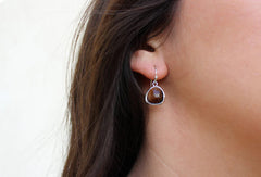Smoky Brown Earrings Silver Plated - Sterling Silver Earwires