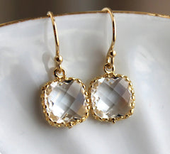 Dainty Small Gold Crystal Earrings