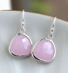 Silver Pink Opal Earrings - Light Pink Earrings - Silver Pink Jewelry - Sterling Silver
