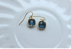 Dainty Earrings, Navy Blue Earrings, Sapphire Earrings