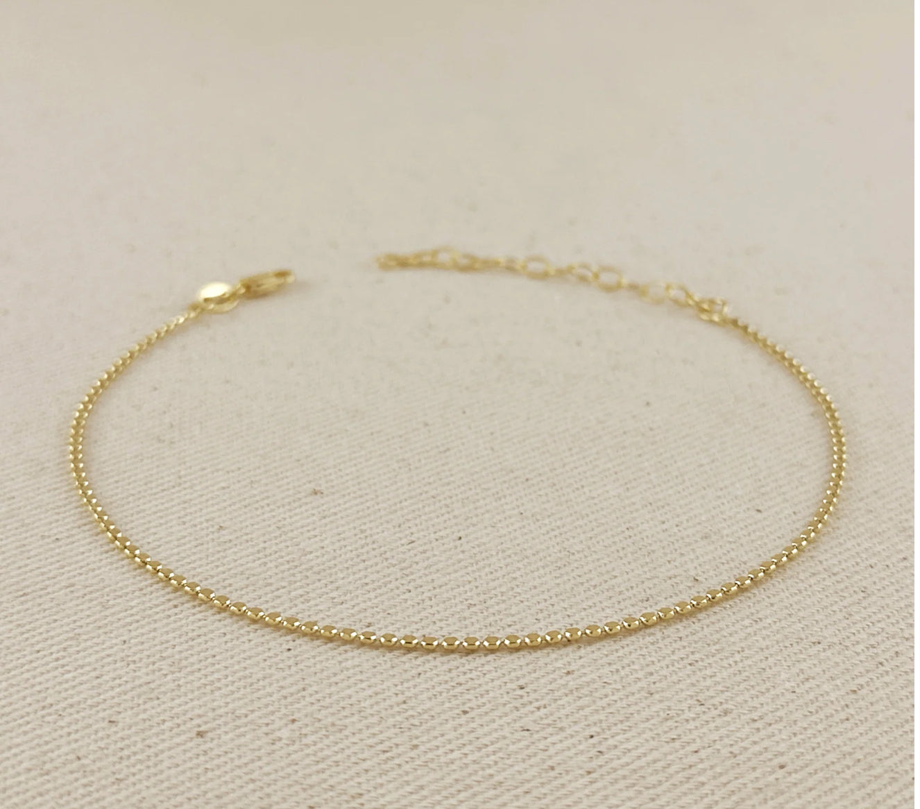 18k Gold Filled 1.5mm Mini Flat Dots Chain Anklet