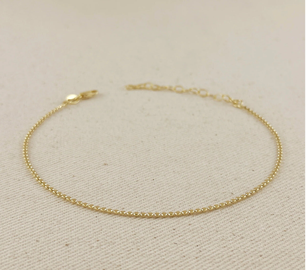18k Gold Filled 1.5mm Mini Flat Dots Chain Anklet