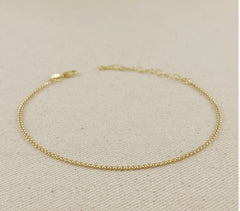 18k Gold Filled 1.5mm Mini Flat Dots Chain Anklet