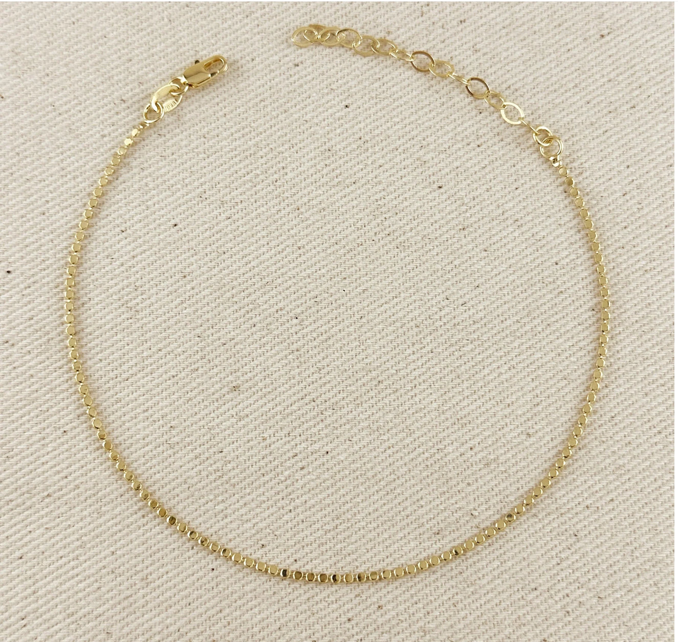 18k Gold Filled 1.5mm Mini Flat Dots Chain Anklet