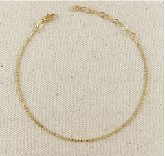 18k Gold Filled 1.5mm Mini Flat Dots Chain Anklet