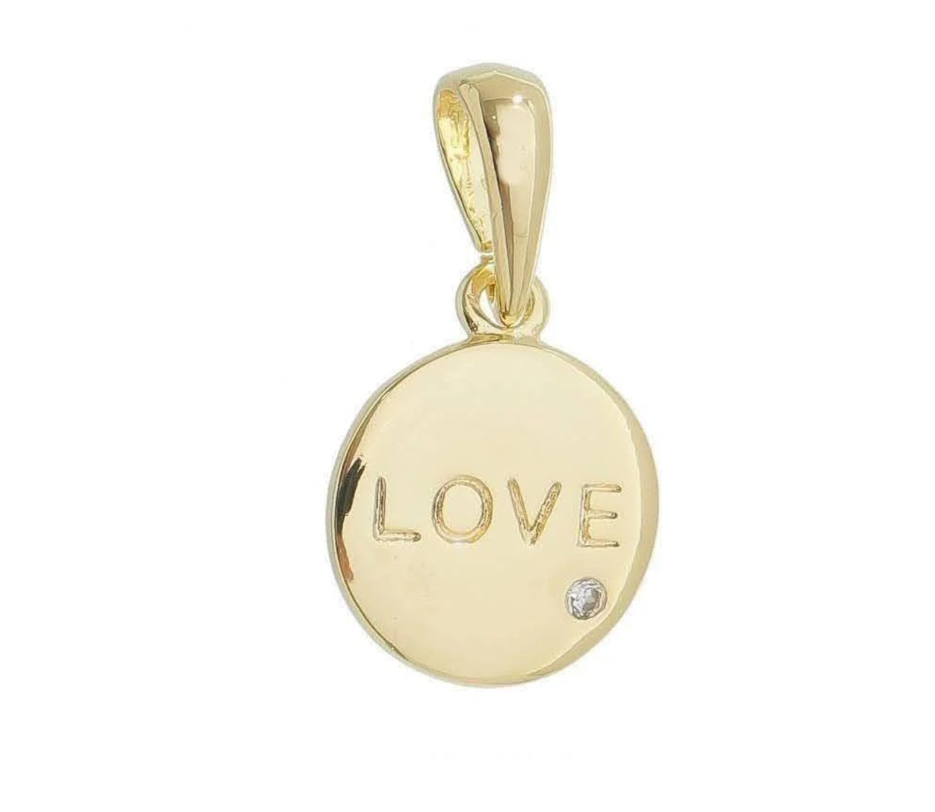 18k Gold Filled L.O.V.E. And Shiny Cubic Zirconia Detail Pendant