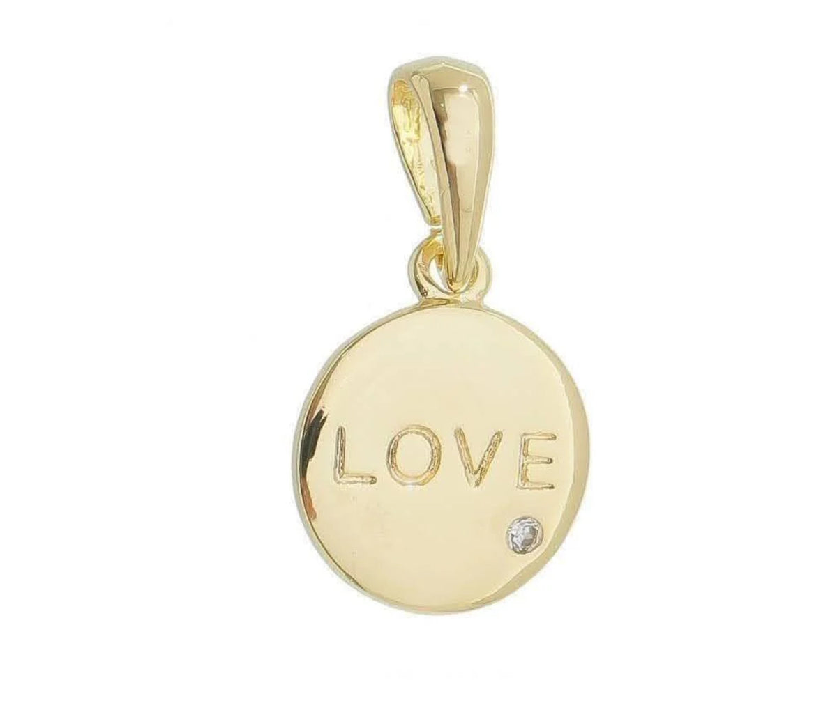 18k Gold Filled L.O.V.E. And Shiny Cubic Zirconia Detail Pendant