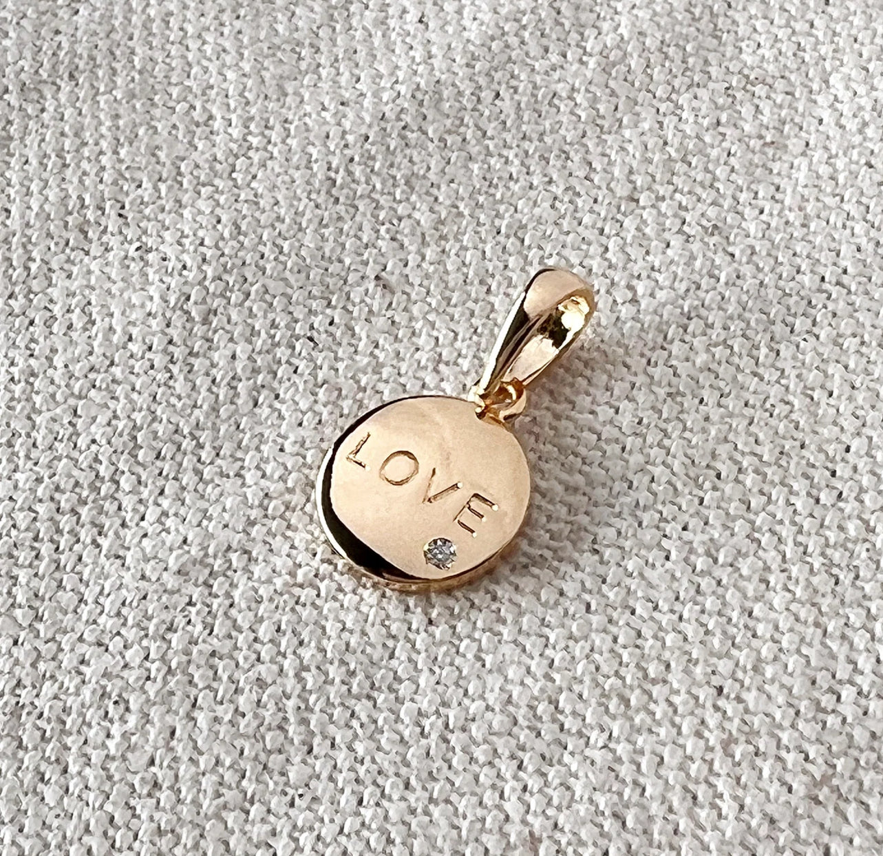 18k Gold Filled L.O.V.E. And Shiny Cubic Zirconia Detail Pendant