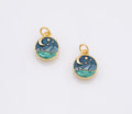 Ocean night sky scene with stars moon Enamel Charm 18k Gold Filled