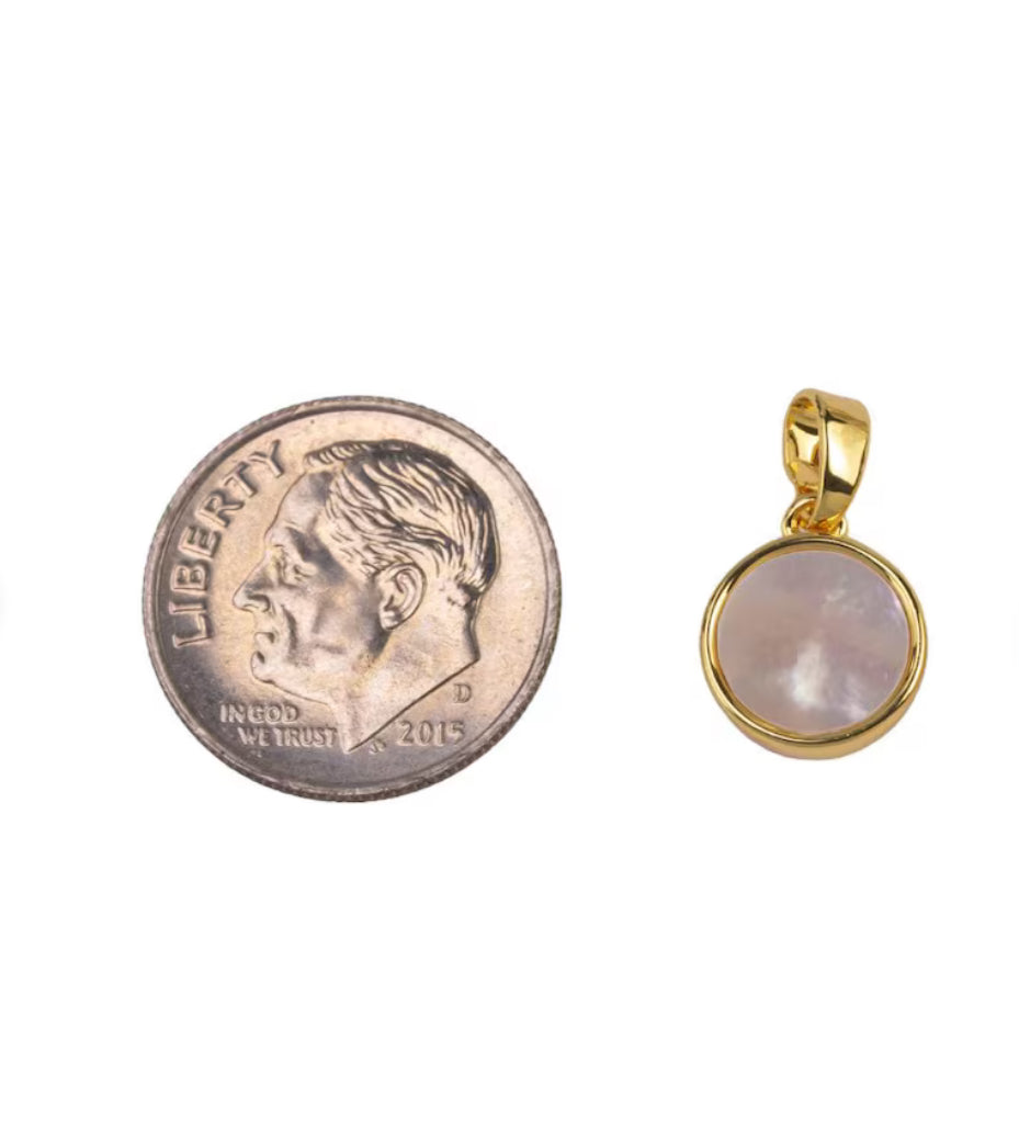 18K gold filled natural mother of pearl charms circle round gold filled