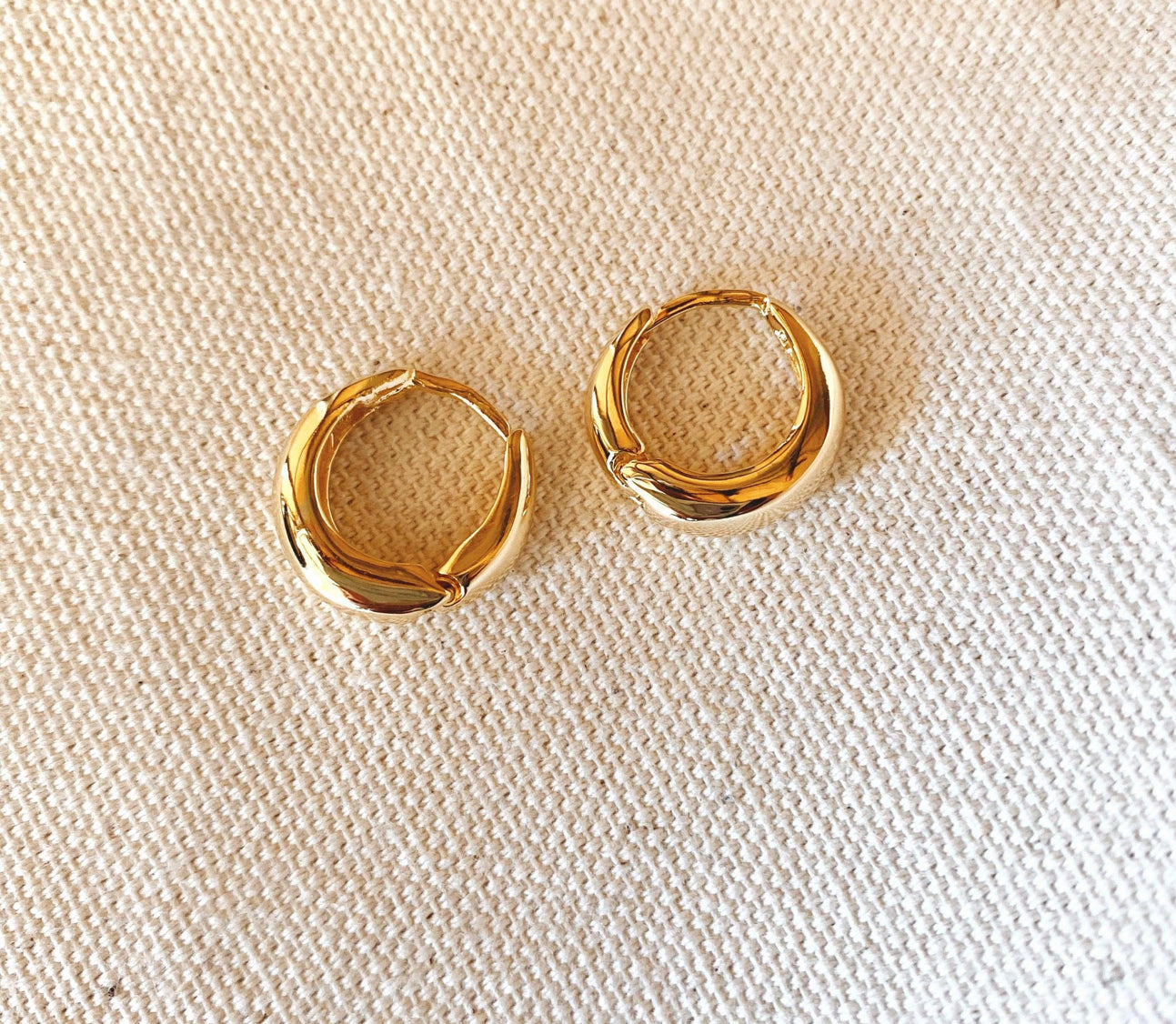 18k Gold Filled Artisan Style Clicker Hoop Earrings