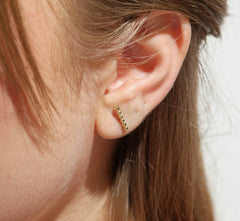 18k Gold Filled Beaded Bar Stud Earrings