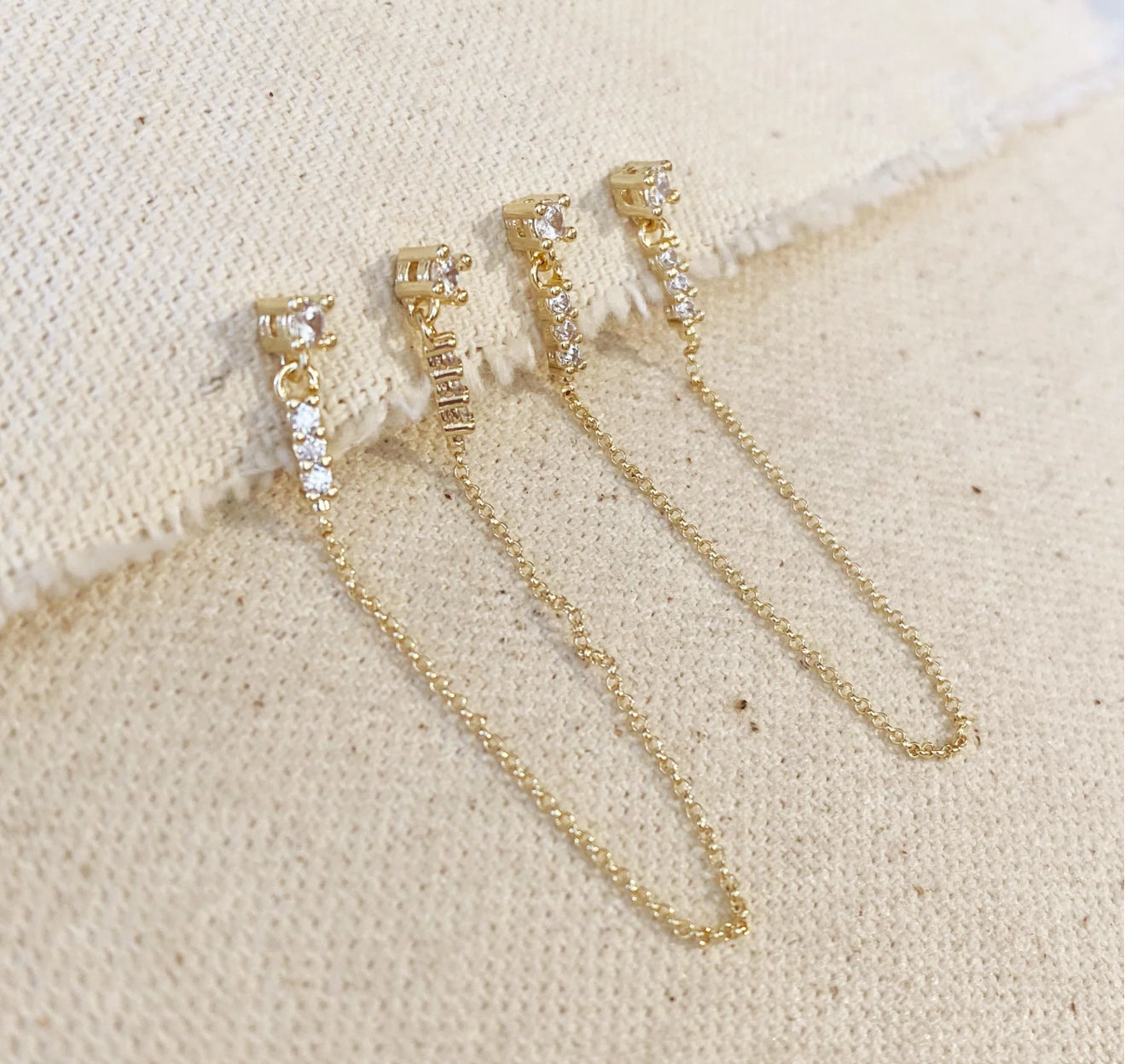 Double Piercing CZ Chain