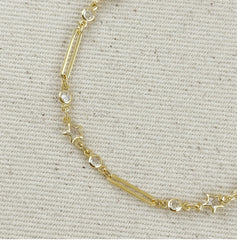 18k Gold Filled Paperclip And Stars CZ Bracelet