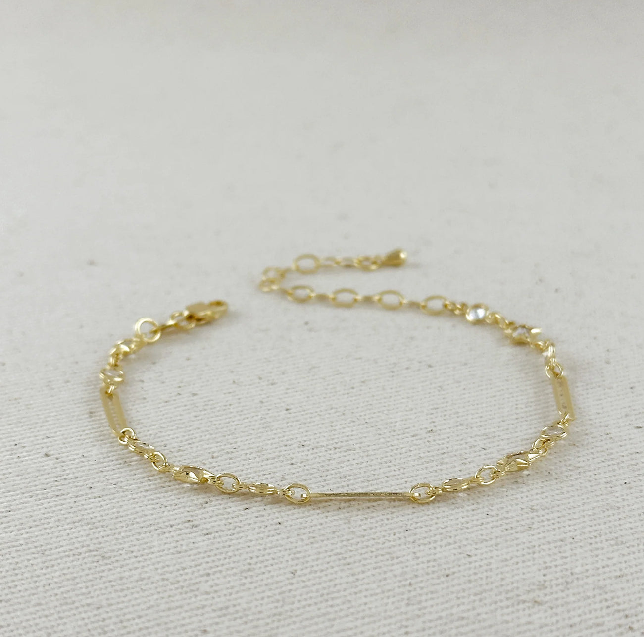 18k Gold Filled Paperclip And Stars CZ Bracelet