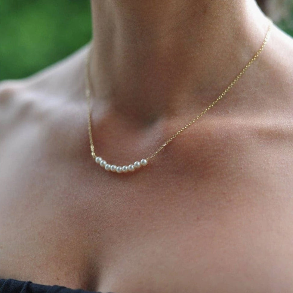 Tiny Pearl Bar Necklace