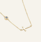 The “GG”, Moissanite Horizontal Cross Necklace in 925 Sterling Silver and Gold Filled