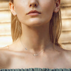 The “GG”, Moissanite Horizontal Cross Necklace in 925 Sterling Silver and Gold Filled