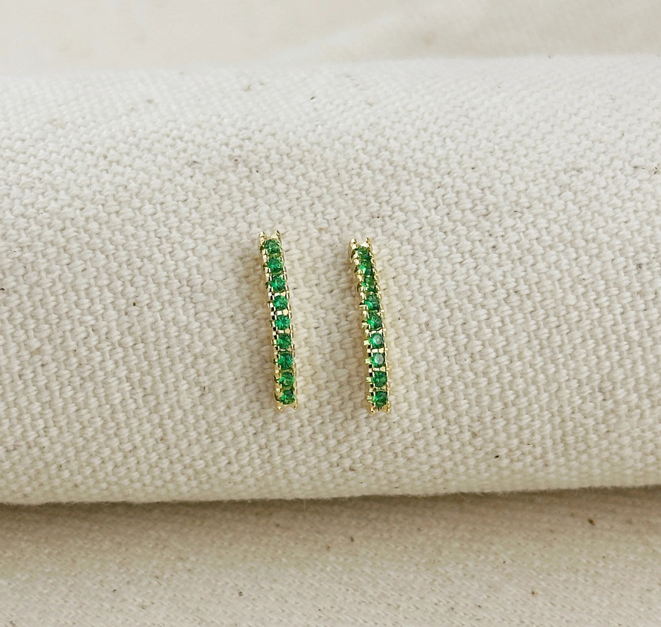 18k Gold Filled CZ Thin Line Stud