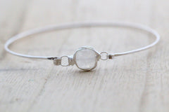 Silver Moonstone Bezel Wrapped Bracelet, Size 6.5 in.