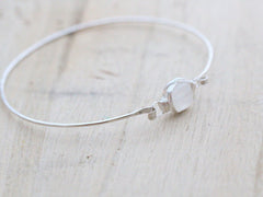 Silver Moonstone Bezel Wrapped Bracelet, Size 6.5 in.